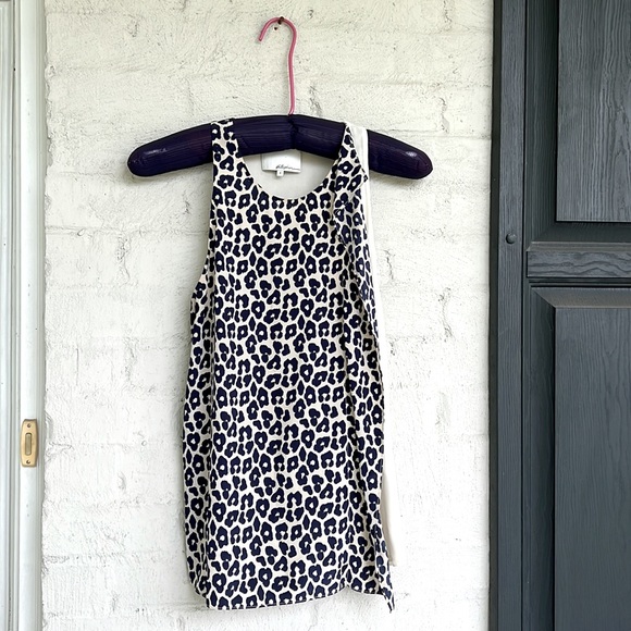 3.1 Phillip Lim Navy/Ivory Silk Chiffon Leopard Print Ruffled Tank Size 4 - Picture 4 of 10